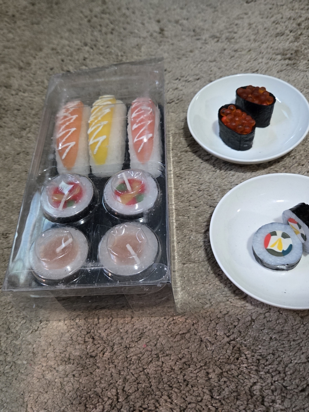 Sushi Candle and Plate Set  - Colorful Nigiri & Maki